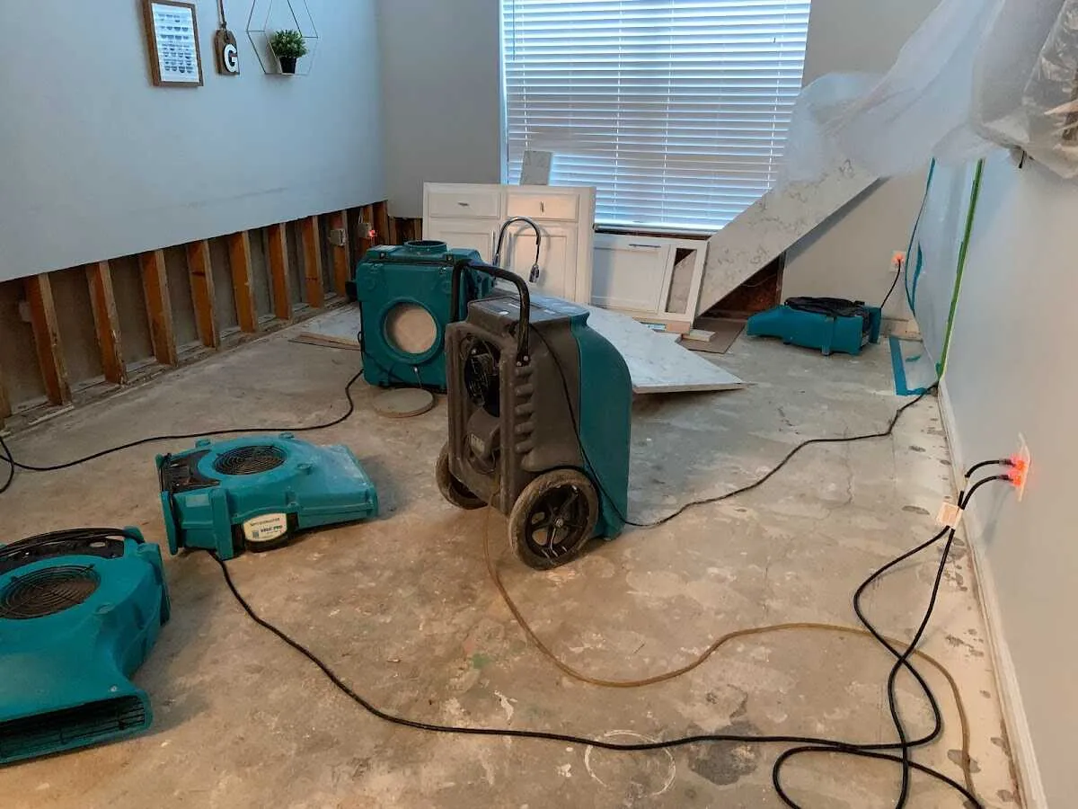 Dehumidifier in flood-cut room for Water Damage Restoration in Lower Merion